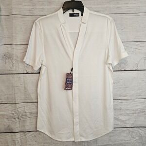 Murano Small Jewels of Jaiper Mandarin Collar Hidden Button Shirt *Dust* 1250